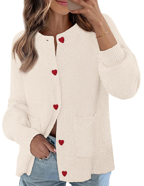 MEROKEETY Women's Cardigan Sweaters 2026 Fall Trendy Chunky Knit Button Up Cute Winter Long Sleeve Open Front Coats