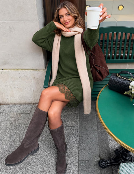 MEROKEETY Women's Fall Long Sleeve Lace Oversized Sweater Dress