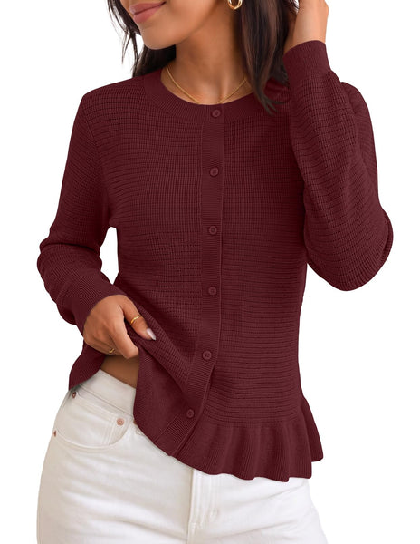 MEROKEETY Womens Button Up Cute Ruffle Cardigan Sweaters