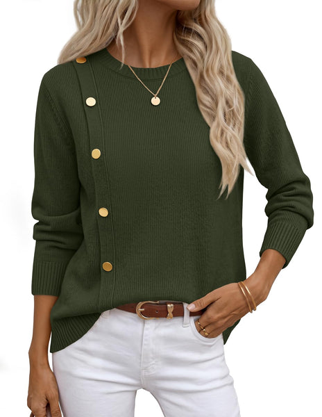 Merokeety Womens Fall Long Sleeve Button Casual Pullover