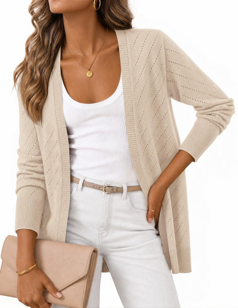 MEROKEETY Women's Fall Crochet Lightweight Cardigan