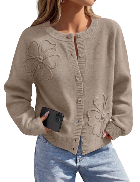 Merokeety Womens Fall Floral Button Up Cozy Cardigan Sweaters